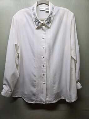 VNT Koret Button Down Embroidered Blouse Size 18W